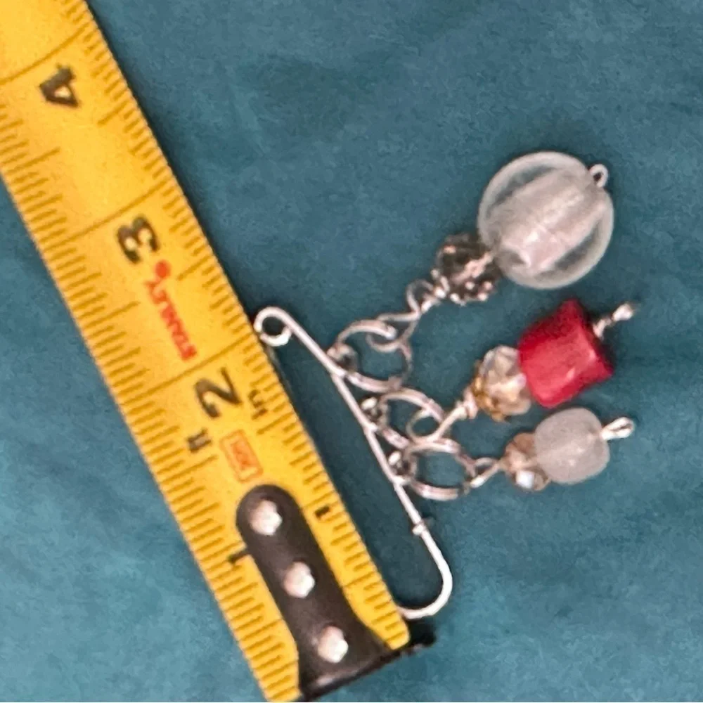 Artisan Glass Bead Brooch | Hand Crafted Pin Multicolor Wire-Wrapped OOAK 4370